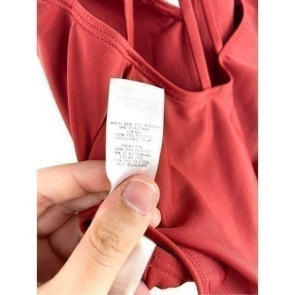 ASOS DESIGN Strappy Ring Back Swimsuit in Rust Plunge Size 2 XS - Picture 10 of 12